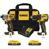 Factory Reconditioned Dewalt 20V MAX 1/2 in. Cordless Drill Driver and 1/4 in. Cordless Impact Driver Combo Kit (2 Ah)