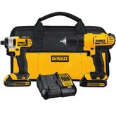 Factory Reconditioned Dewalt 20V MAX Compact Lithium-Ion 1/2 in. Cordless Drill Driver and 1/4 in. Impact Driver Combo Kit (1.3 Ah)
