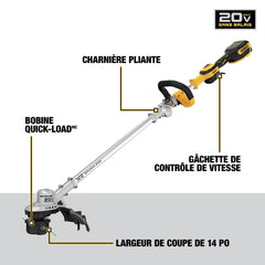 Factory Reconditioned Dewalt 20V MAX XR Brushless Lithium-Ion 14 in. Cordless Folding String Trimmer/Handheld Blower Combo Kit (4 Ah)