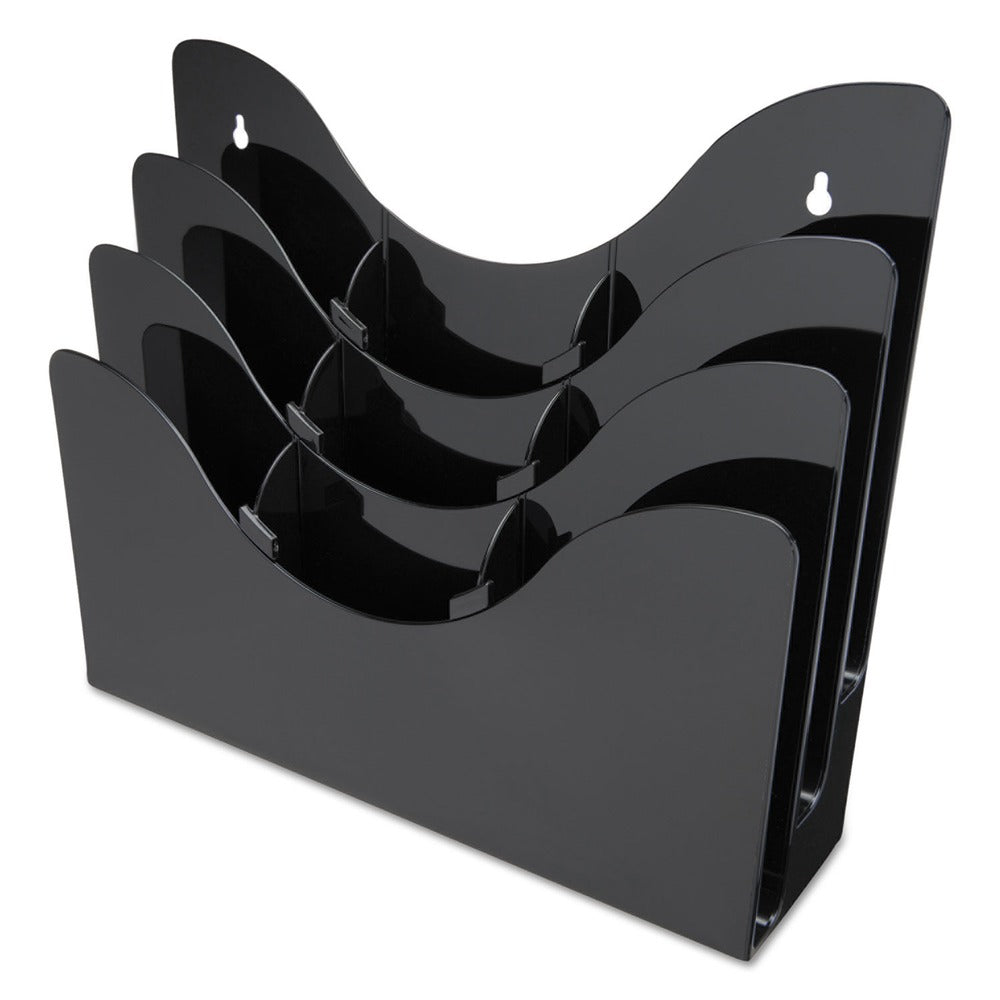 Deflecto 13.38 in. x 3.5 in. x 11.5 in. 6 Removable Dividers 3-Tier Document Organizer - Black