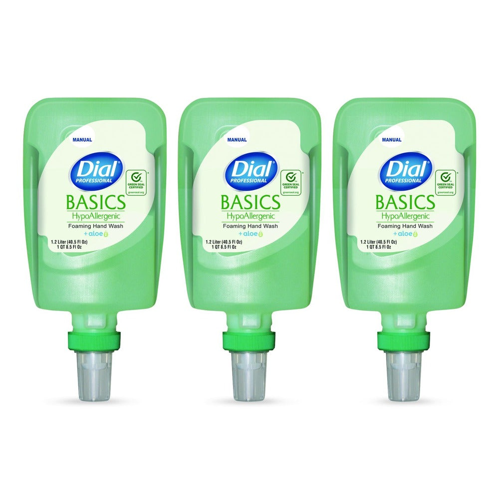 Dial Professional 1.2 Liter Basics Hypoallergenic Foaming Hand Wash Refill for FIT Manual Dispenser - Honeysuckle Scent (3/Carton)