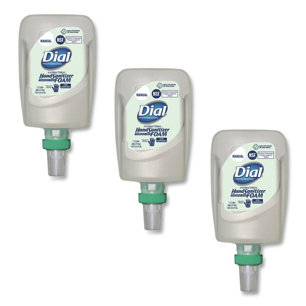Dial Professional 1.2 Liter Bottle Antibacterial Foaming Hand Sanitizer Refill for FIT Manual Dispenser - Fragrance-Free (3/Carton)