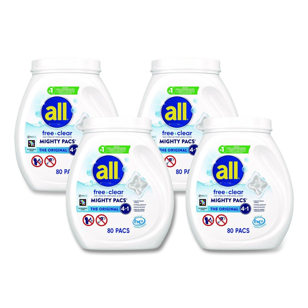 Dial MIGHTY PACS Free Clear Laundry Detergent (4/Carton)