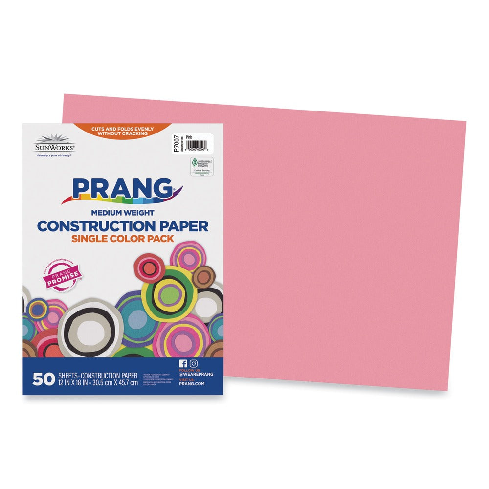 Prang SunWorks 12 x 18 Construction Paper - Pink (50/Pack)