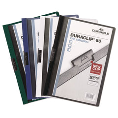 Durable 8.5 in. x 11 in. DuraClip Clip Fastener Report Cover - Clear/Dark Blue (25/Box)
