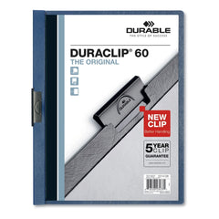 Durable 8.5 in. x 11 in. DuraClip Clip Fastener Report Cover - Clear/Dark Blue (25/Box)