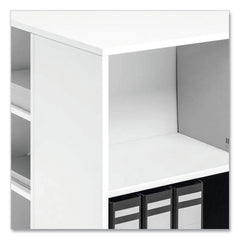 Durable 20.79 in. x 23.31 in. x 29.45 in. 6 Shelves Wood Flexible Multi-Functional Cart for Office Storage - White