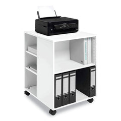 Durable 20.79 in. x 23.31 in. x 29.45 in. 6 Shelves Wood Flexible Multi-Functional Cart for Office Storage - White