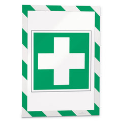 Durable 8.5 in. x 11 in. DURAFRAME Security Magnetic Sign Holder - Green/White Frame (2/Pack)