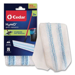 O-Cedar 9.25 in. x 4.38 in. H2prO Flat Mop Head Replacement - Blue/White (2/Pack, 6 Packs/Carton)