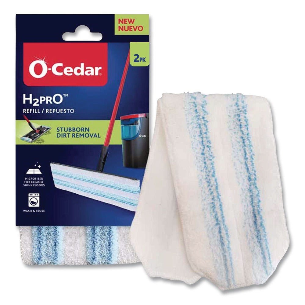 O-Cedar H2prO 9.25 in. x 4.38 in. Flat Mop Head Replacement - Blue/White (2/Pack)
