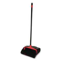 Nexstep Commercial Products 96208 30 in. Handle 13 in. x 35 in. Maxi-Plus Plastic Lobby Dust Pan with Rear Wheels - Black (6/Carton)