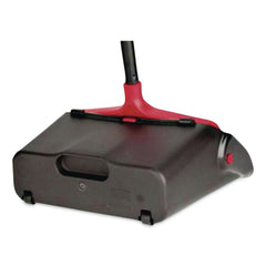Nexstep Commercial Products 96208 30 in. Handle 13 in. x 35 in. Maxi-Plus Plastic Lobby Dust Pan with Rear Wheels - Black (6/Carton)