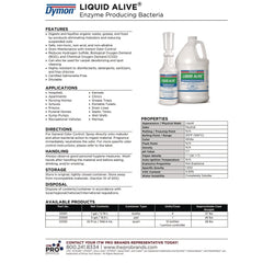 ITW Dymon 23301 Liquid Alive 1 Gallon Bottle Enzyme Producing Bacteria (4/Carton)