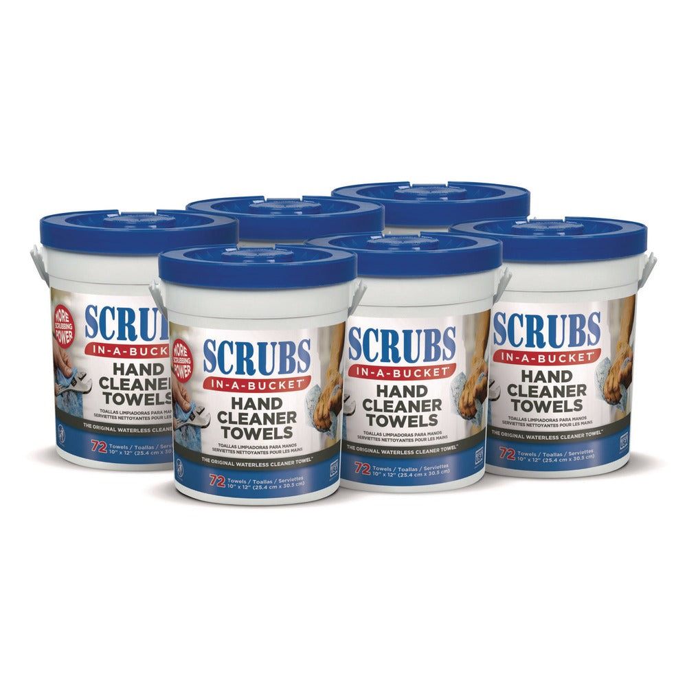 SCRUBS 42272 In-A-Bucket 10 in. x 12 in. Hand Cleaner Towels (6/Carton)
