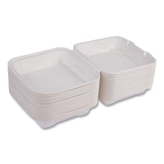 Eco-Products EP-HC81 Vanguard 8 in. x 8 in. x 3 in. Compostable Sugarcane Clamshells - White (200/Carton)