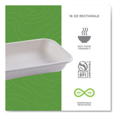 Eco-Products 16 oz 7 x 5 x 1 Vanguard Worldview Renewable and Compostable Sugarcane Take-Out Containers - White (400/Carton)