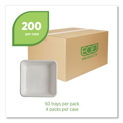 Eco-Products 36 oz 8 x 8 x 2 Vanguard Worldview Renewable and Compostable Sugarcane Take-Out Containers - White (200/Carton)