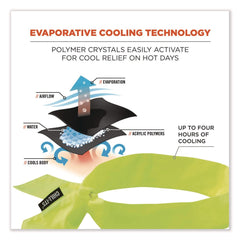 Ergodyne Chill-Its 6700 Cooling Bandana Polymer Tie Headband, One Size Fits Most, Lime