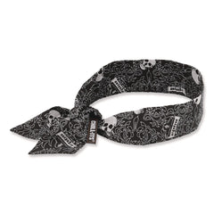 Ergodyne Chill-Its 6700 One Size Fits Most Cooling Bandana Polymer Tie Headband - Skulls