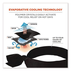 Ergodyne Chill-Its 6700 One Size Fits Most Cooling Bandana Polymer Tie Headband - Black