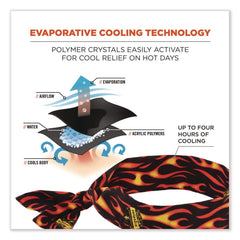Ergodyne Chill-Its 6700 One Size Fits Most Cooling Bandana Polymer Tie Headband - Flames