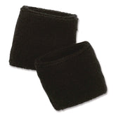 Ergodyne Chill-Its 6500 One Size Fits Most Cotton Terry Wrist Cloth Sweatband - Black
