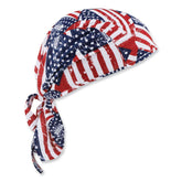 Ergodyne Chill-Its 6615 One Size Fits Most High-Performance Bandana Doo Rag with Terry Cloth Sweatband - Stars and Stripes