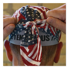 Ergodyne Chill-Its 6615 One Size Fits Most High-Performance Bandana Doo Rag with Terry Cloth Sweatband - Stars and Stripes
