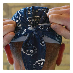 Ergodyne Chill-Its 6615 One Size Fits Most High-Performance Bandana Doo Rag with Terry Cloth Sweatband - Navy Western
