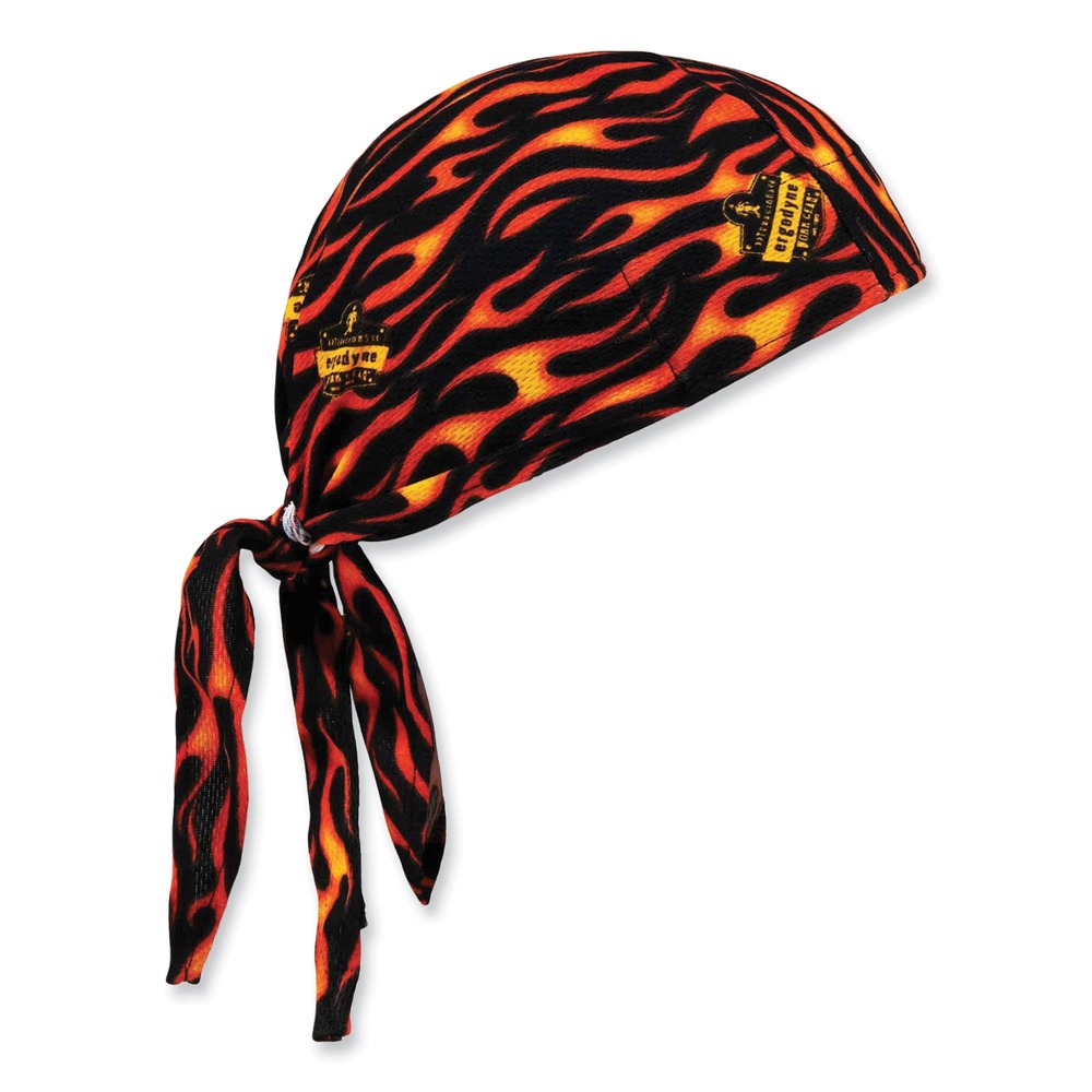 Ergodyne Chill-Its 6615 One Size Fits Most High-Performance Bandana Doo Rag with Terry Cloth Sweatband - Flames