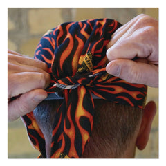 Ergodyne Chill-Its 6615 One Size Fits Most High-Performance Bandana Doo Rag with Terry Cloth Sweatband - Flames