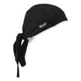 Ergodyne Chill-Its 6615 One Size Fits Most High-Performance Bandana Doo Rag with Terry Cloth Sweatband - Black