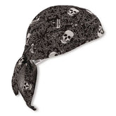 Ergodyne Chill-Its 6615 One Size Fits Most High-Performance Bandana Doo Rag with Terry Cloth Sweatband - Skulls