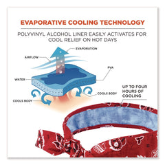 Ergodyne Chill-Its 6700CT One Size Fits Most Cooling Bandana PVA Tie Headband - Red Western