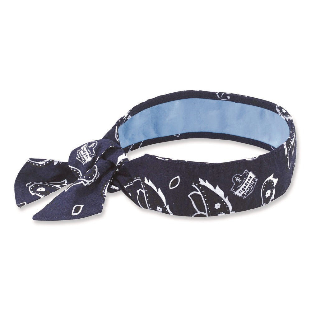 Ergodyne Chill-Its 6700CT One Size Fits Most Cooling Bandana PVA Tie Headband - Navy Western