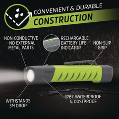 Energizer Rechargeable Lithium-Ion Pro Series Inspection Light with 2 AAA Batteries - Gray/Green