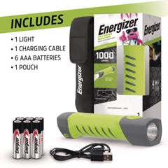 Energizer Rechargeable Lithium-Ion Pro Series Handheld High CRI Flashlight with 6 AAA Batteries - Gray/Green