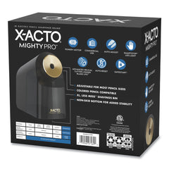 X-ACTO 4 in. x 8 in. x 7.5 in. AC-Powered Mighty Pro Electric Pencil Sharpener - Black/Gold/Smoke