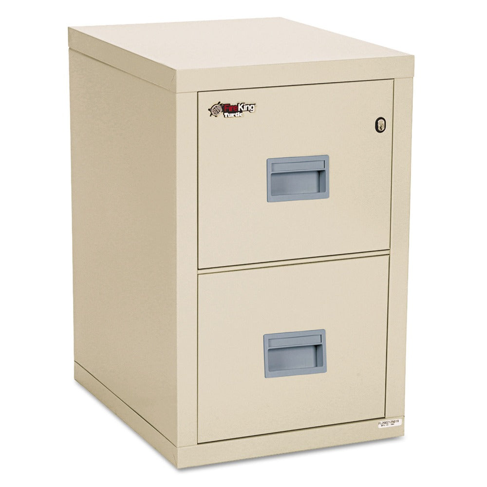 FireKing Compact Turtle 17.75 in. x 22.13 in. x 27.75 in. Insulated Vertical File with 2 Legal/Letter Drawers - Parchment