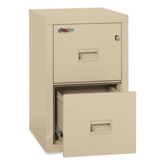 FireKing Compact Turtle 17.75 in. x 22.13 in. x 27.75 in. Insulated Vertical File with 2 Legal/Letter Drawers - Parchment