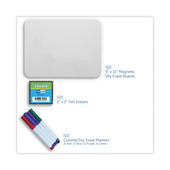 Flipside 12 in. x 9 in. Magnetic Dry Erase Board Set - White Surface (12/Pack)