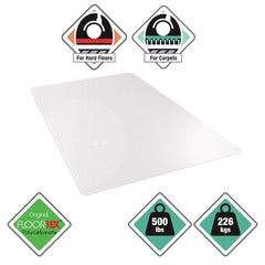 Floortex Cleartex MegaMat 46 in. x 60 in. Heavy-Duty Polycarbonate Mat for Hard Floor/All Carpet - Clear