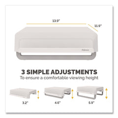 Fellowes Mfg Co. 13.94 in. x 11.97 in. x 3.25 in. to 6 in. Supports 33 lbs. Breyta Monitor Stand - White