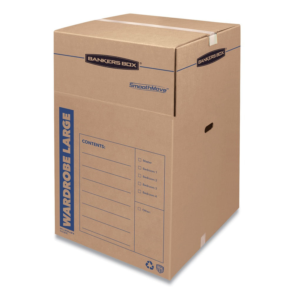 Bankers Box SmoothMove 24 in. x 24 in. x 40 in. Regular Slotted Container Wardrobe Box - Brown/Blue (3/Carton)