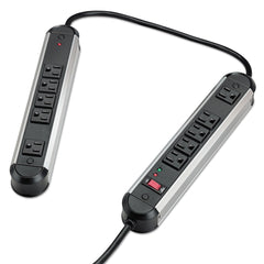 Fellowes Mfg Co. 10 Outlets 6 ft. Cord 1250 Joules Split Metal Surge Protector - Black/silver
