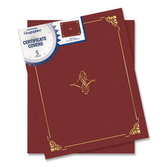 Geographics Certificate/Document Cover, 8.75 x 11.25, Red, 5/Pack