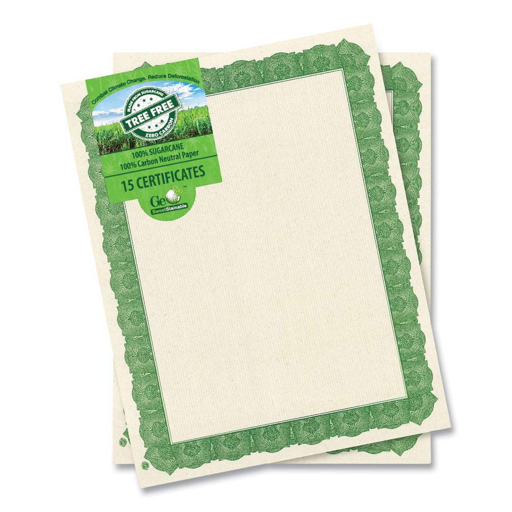 Geographics 8.5 in. x 11 in. Award Certificates - Natural with Green Braided Border (15/Pack)