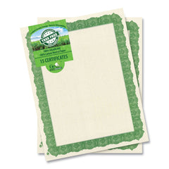 Geographics 8.5 in. x 11 in. Award Certificates - Natural with Green Braided Border (15/Pack)