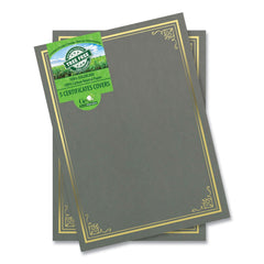 Geographics 9.75 in. x 12.5 in. Certificate/Document Cover - Gray With Gold Foil (5/Pack)